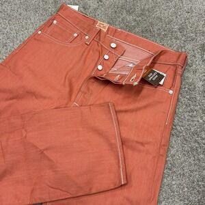 Levis 501 Jeans Mens 34X32 Button Fly Coral Red Raw Unwashed Denim New with Tags
